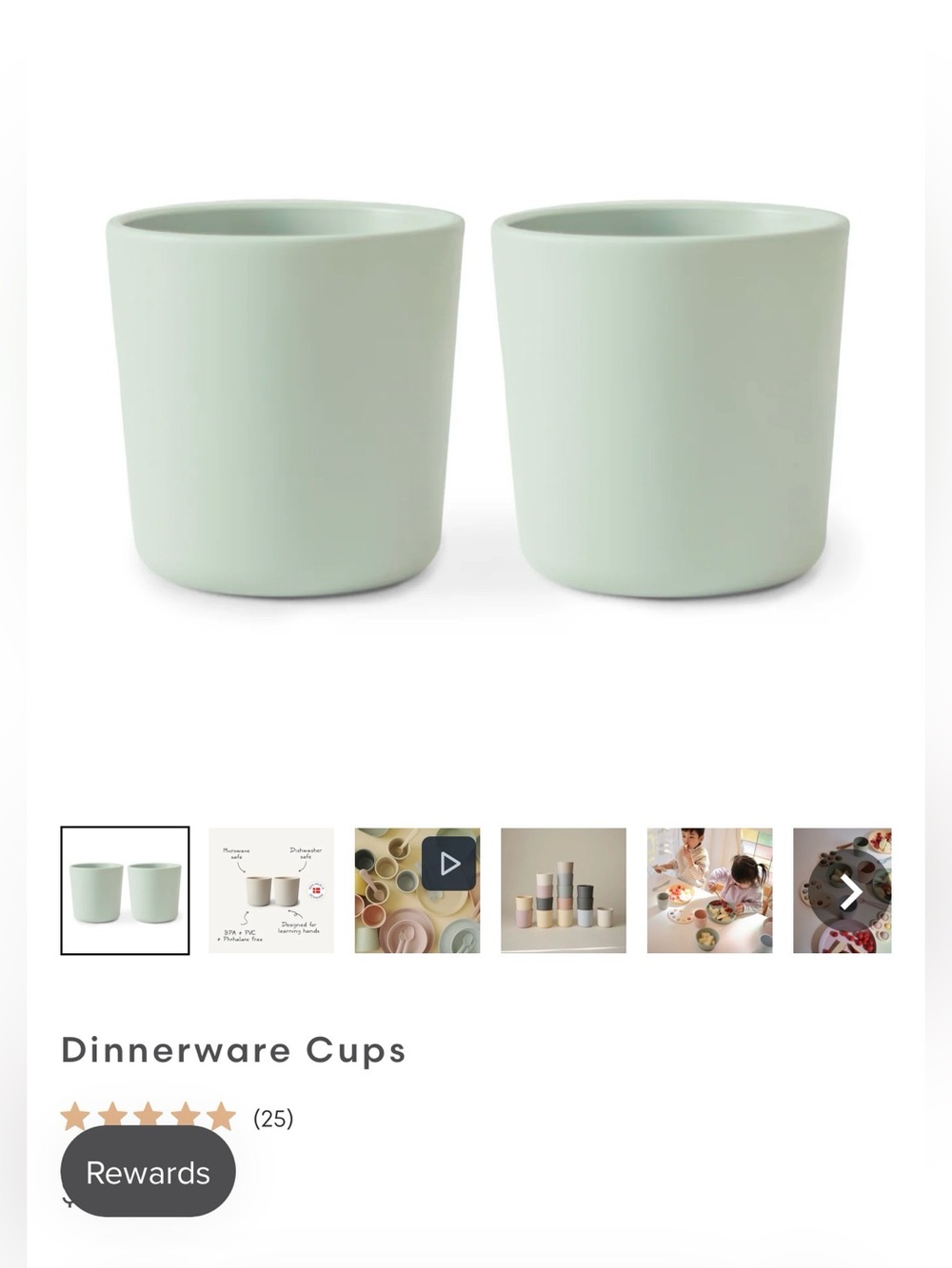 Mushie Set of 2 Dinnerware Cups in Sage